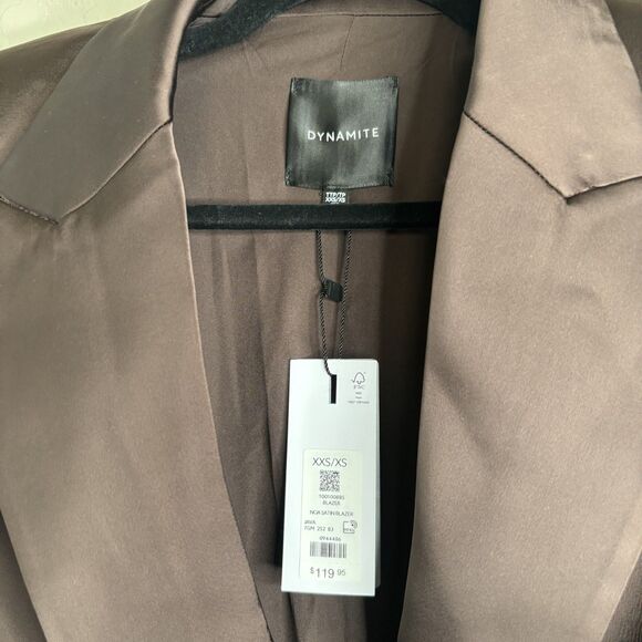 Dynamite Brown Satin Skirt Blazer Set - Picture 8 of 9